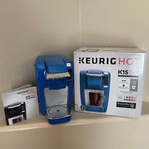 Keurig Hot K15 Classic Series single-serve coffee maker.  Blue.  Like NEW in box